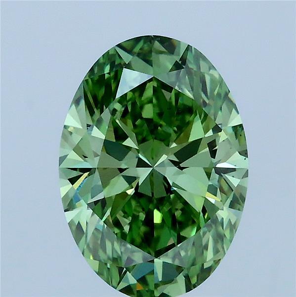 2.03ct Oval FANCY VIVID GREEN VS2 Lab Created Diamond