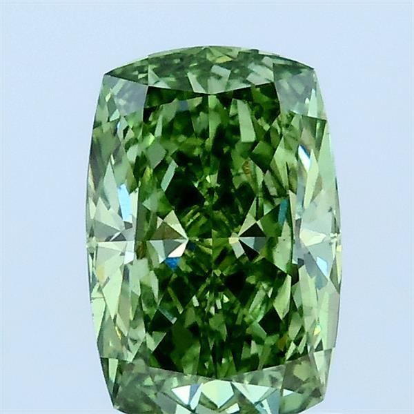1.12ct Cushion FANCY VIVID GREEN VS1 Lab Created Diamond