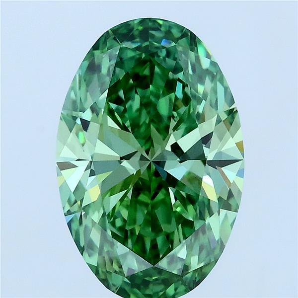 3.01ct Oval FANCY VIVID GREEN VVS2 Lab Created Diamond