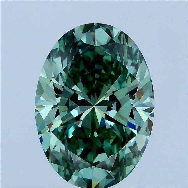 4.01ct Oval FANCY VIVID GREEN VVS2 Lab Created Diamond