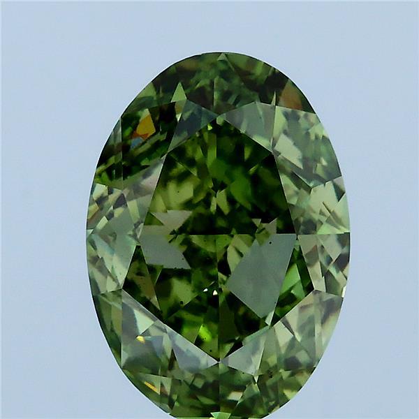 4.02ct Oval FANCY VIVID GREEN VS2 Lab Created Diamond