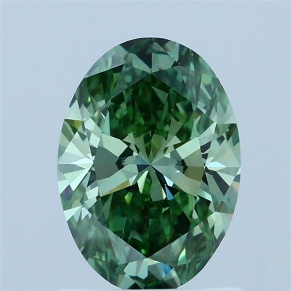 1.08ct Oval FANCY VIVID GREEN VVS2 Lab Created Diamond