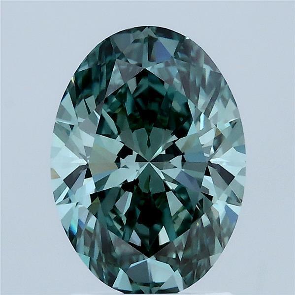 2.04ct Oval FANCY VIVID GREEN VVS2 Lab Created Diamond