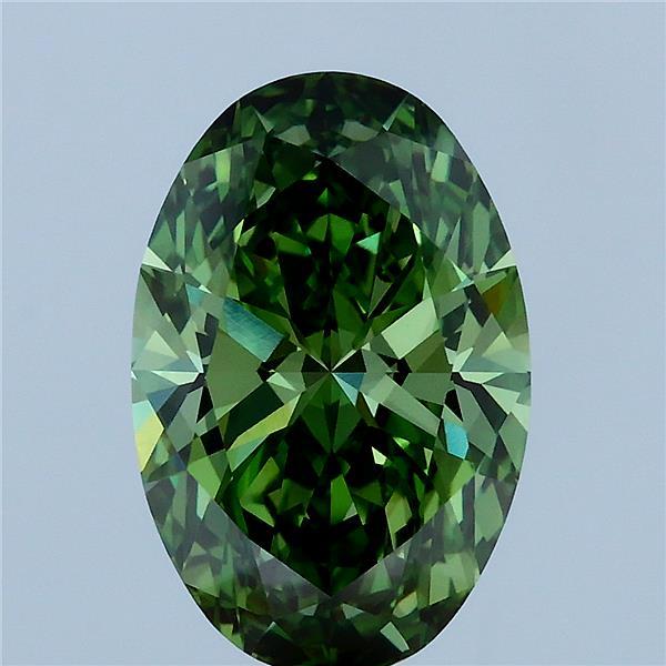 3.03ct Oval FANCY VIVID GREEN VVS2 Lab Created Diamond