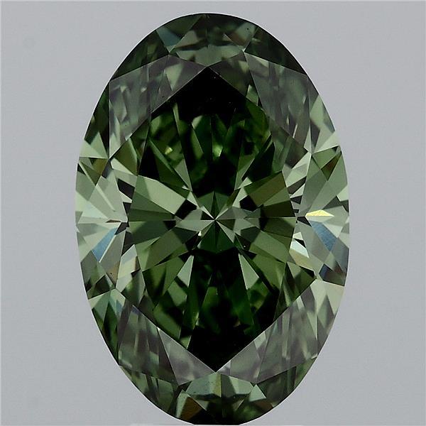 5.03ct Oval FANCY VIVID GREEN VS1 Lab Created Diamond