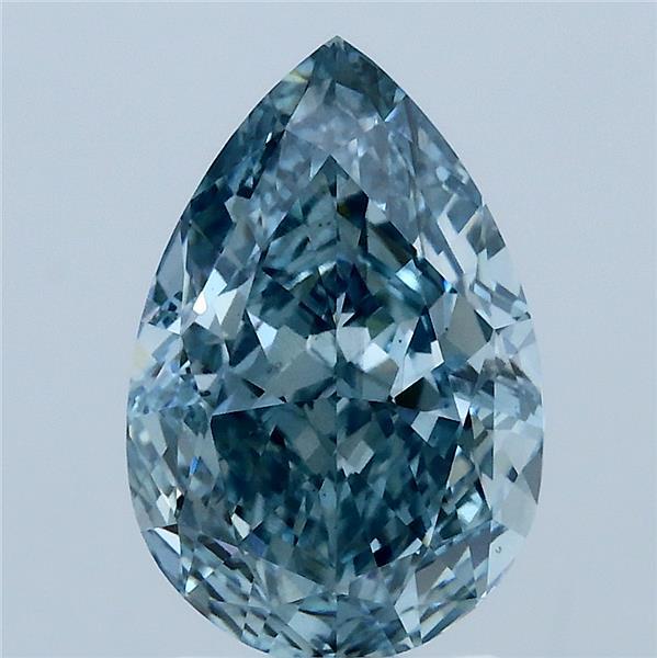 3.01ct Pear FANCY VIVID GREENISH BLUE VS2 Lab Created Diamond
