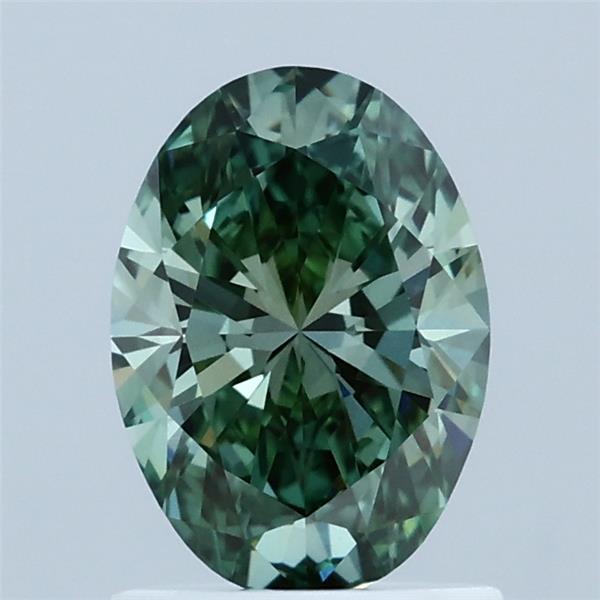 1.08ct Oval FANCY VIVID GREEN VS1 Lab Created Diamond