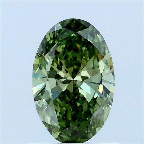 0.65ct Oval FANCY VIVID GREEN VVS2 Lab Created Diamond