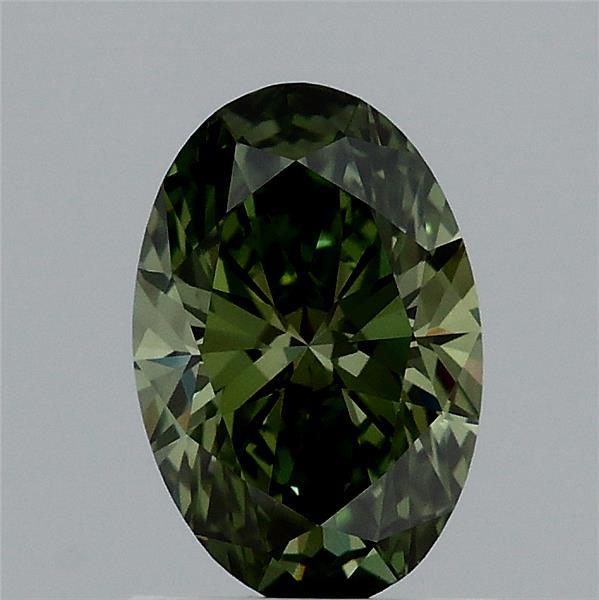 1.07ct Oval FANCY VIVID GREEN VVS2 Lab Created Diamond