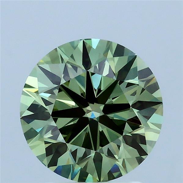 2ct Round FANCY VIVID GREEN VVS2 Lab Created Diamond