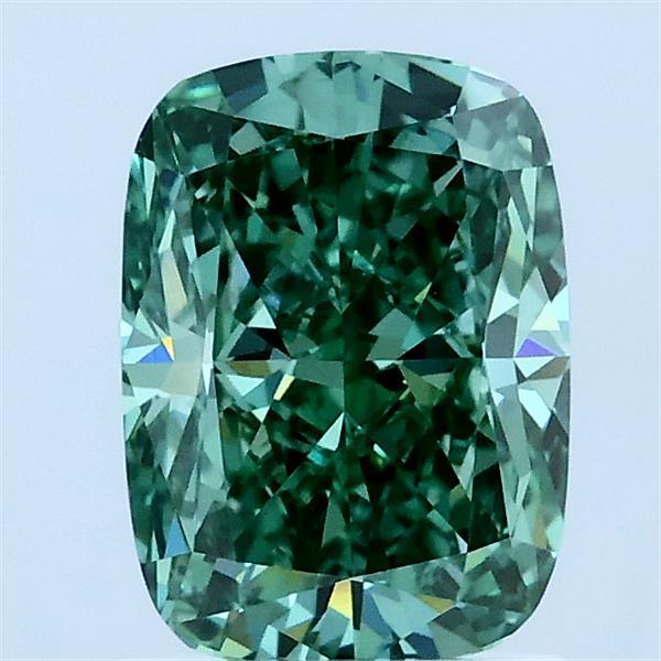 1.5ct Cushion FANCY VIVID GREEN VS1 Lab Created Diamond