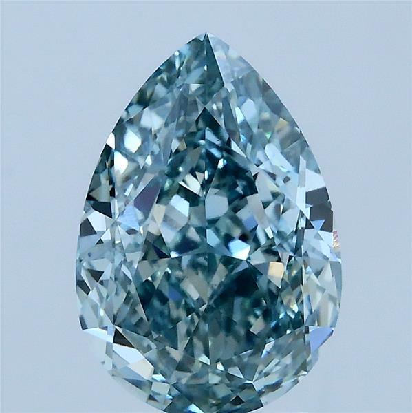 3.1ct Pear FANCY INTENSE BLUISH GREEN VVS2 Lab Created Diamond