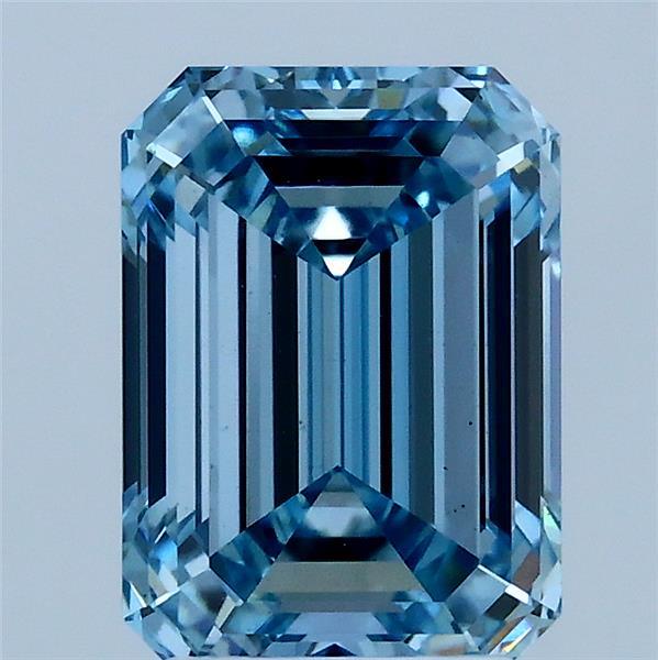 2.5ct Emerald FANCY VIVID BLUE VS2 Lab Created Diamond