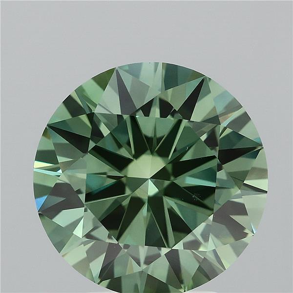 4ct Round FANCY VIVID GREEN VS1 Lab Created Diamond