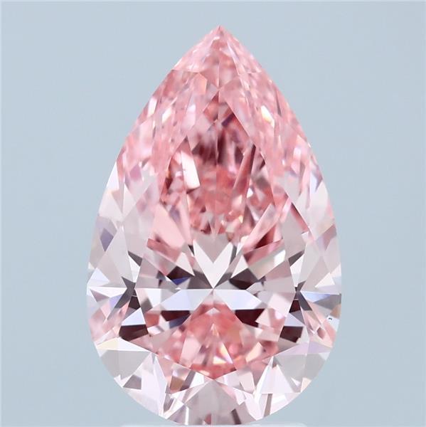 3.22ct Pear FANCY VIVID PINK VS1 Lab Created Diamond