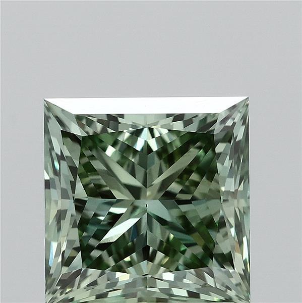 2.68ct Princess FANCY VIVID GREEN VS1 Lab Created Diamond