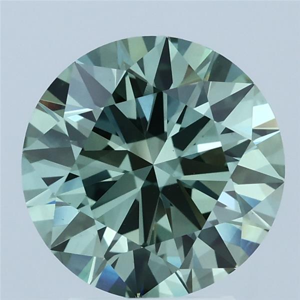 2.99ct Round FANCY VIVID GREEN VS2 Lab Created Diamond