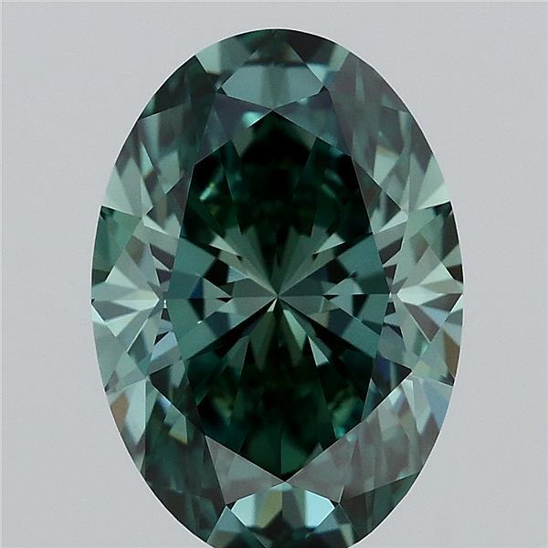 2.86ct Oval FANCY VIVID GREEN VVS1 Lab Created Diamond