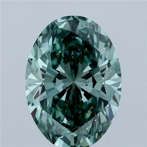 5.07ct Oval FANCY VIVID GREEN VS2 Lab Created Diamond