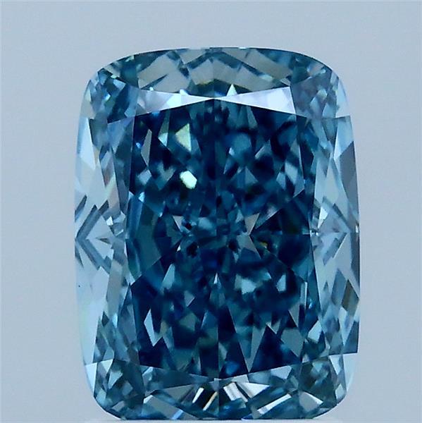 2.1ct Cushion FANCY VIVID GREENISH BLUE VS1 Lab Created Diamond