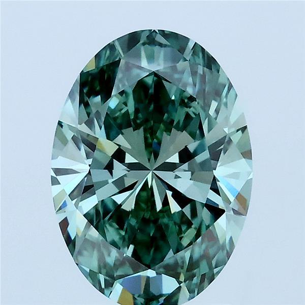 2.04ct Oval FANCY VIVID GREEN VVS2 Lab Created Diamond