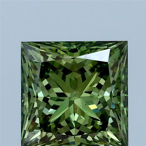 2.01ct Princess FANCY VIVID GREEN VS1 Lab Created Diamond