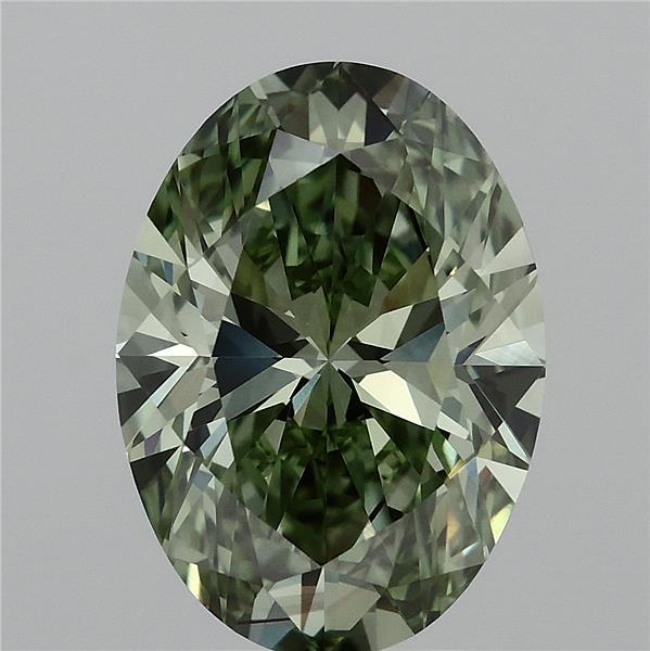 4.03ct Oval FANCY VIVID GREEN VS2 Lab Created Diamond