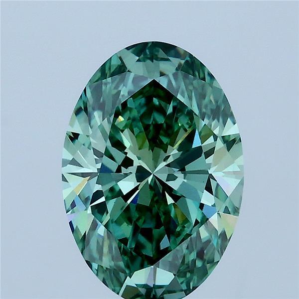 2.05ct Oval FANCY VIVID GREEN VS1 Lab Created Diamond