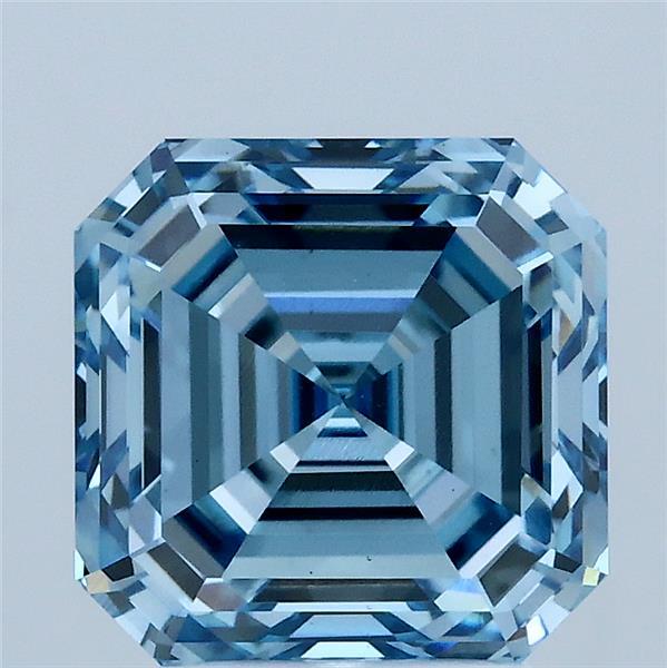 3.24ct Asscher FANCY VIVID BLUE VS1 Lab Created Diamond