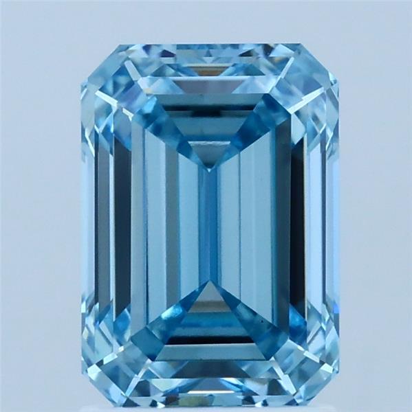 2.03ct Emerald FANCY VIVID BLUE VS1 Lab Created Diamond