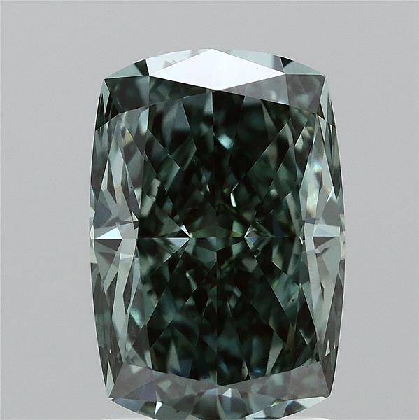 2.05ct Cushion FANCY VIVID GREEN VS1 Lab Created Diamond
