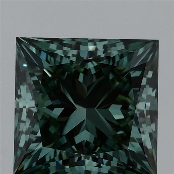 1.88ct Princess FANCY VIVID GREEN VS1 Lab Created Diamond