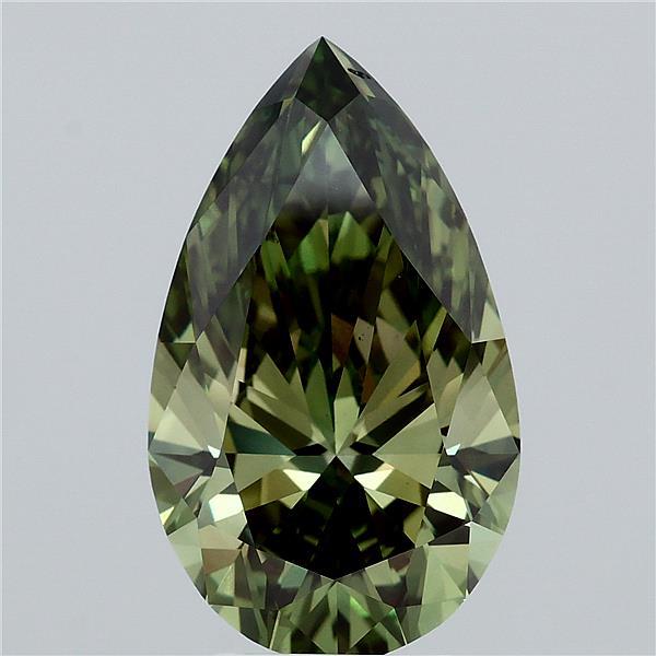5.02ct Pear FANCY VIVID GREEN VS1 Lab Created Diamond