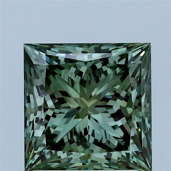 2.07ct Princess FANCY VIVID GREEN VS1 Lab Created Diamond