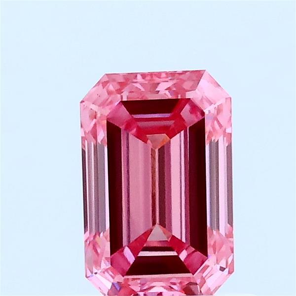 0.85ct Emerald FANCY VIVID PINK VS1 Lab Created Diamond