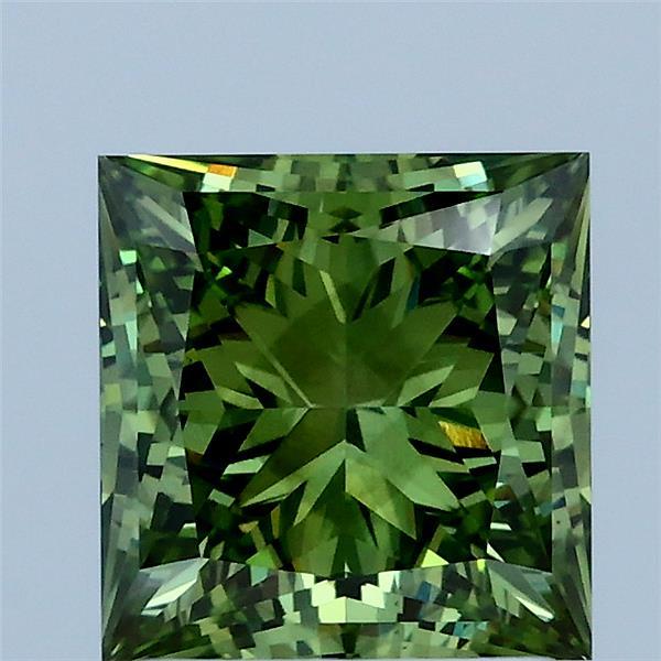 2.04ct Princess FANCY VIVID GREEN VS2 Lab Created Diamond