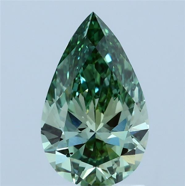 1.51ct Pear FANCY VIVID GREEN VS2 Lab Created Diamond