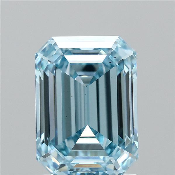1.95ct Emerald FANCY VIVID BLUE VS1 Lab Created Diamond