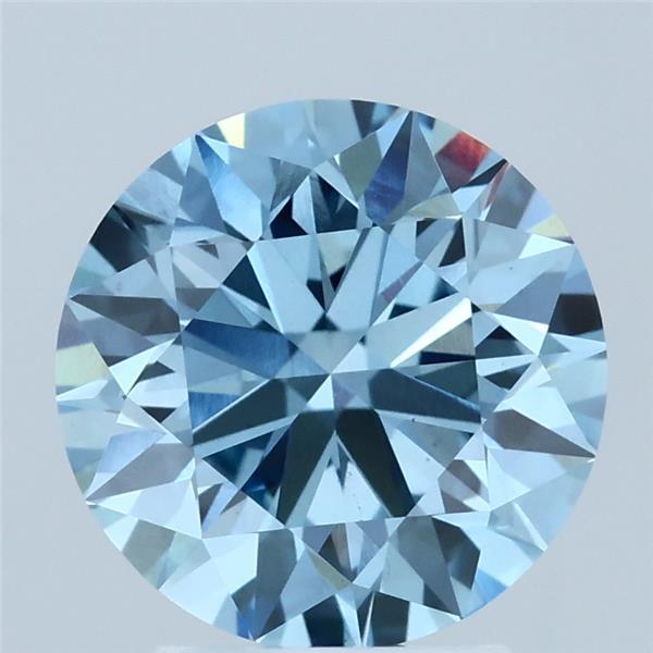 3ct Round FANCY VIVID BLUE VS1 Lab Created Diamond