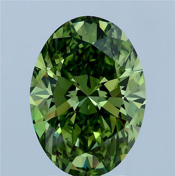 3.57ct Oval FANCY VIVID GREEN VS1 Lab Created Diamond