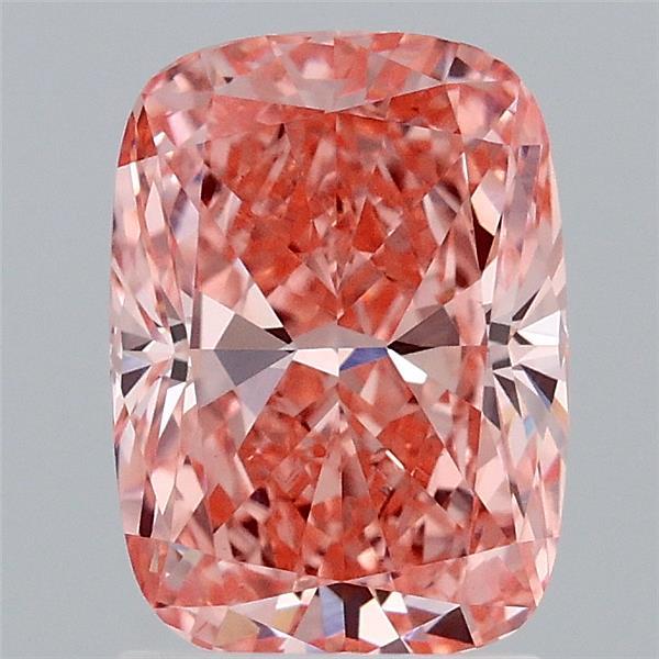 2.08ct Cushion FANCY VIVID ORANGY PINK VS1 Lab Created Diamond