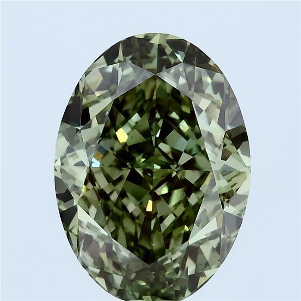 3.08ct Oval FANCY VIVID GREEN VS1 Lab Created Diamond