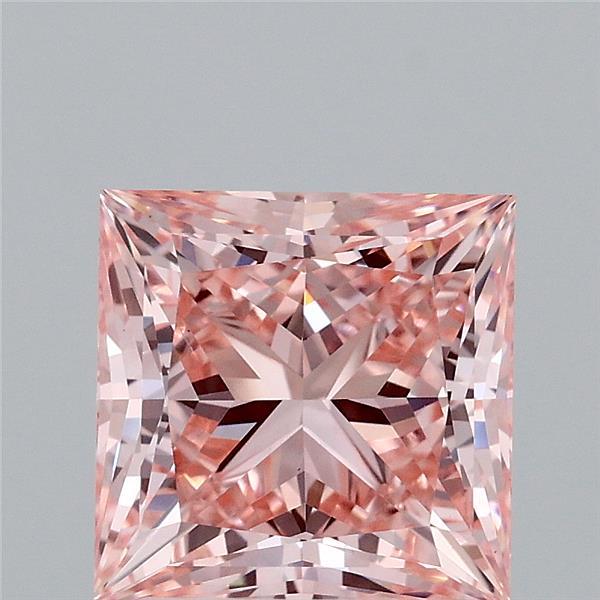 2.6ct Princess FANCY VIVID PINK VS1 Lab Created Diamond