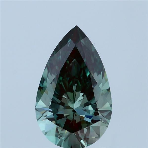 2.1ct Pear FANCY VIVID GREEN VS1 Lab Created Diamond
