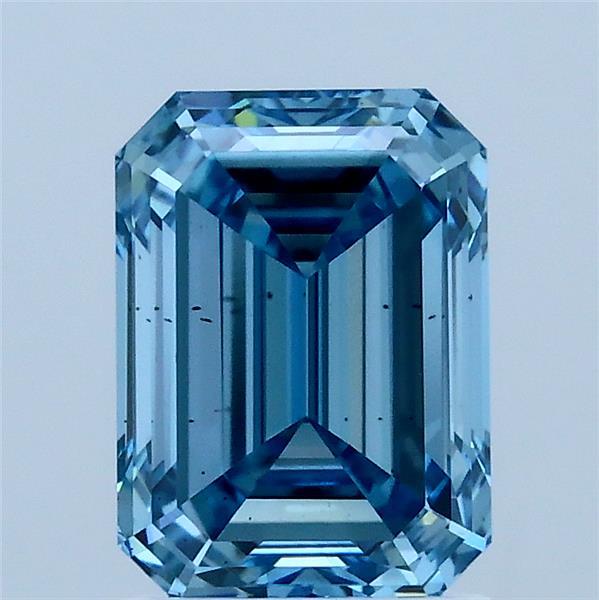 2ct Emerald FANCY VIVID BLUE VS2 Lab Created Diamond