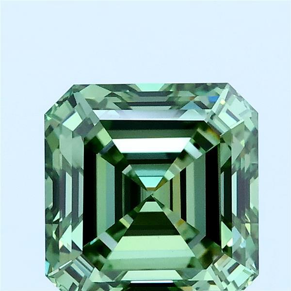 2ct Asscher FANCY VIVID GREEN VS2 Lab Created Diamond