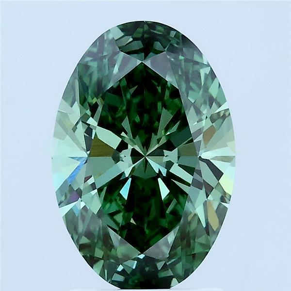 2.02ct Oval FANCY VIVID GREEN VVS2 Lab Created Diamond