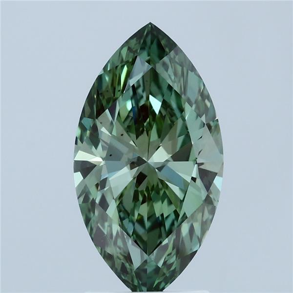 2.37ct Marquise FANCY VIVID GREEN VS2 Lab Created Diamond