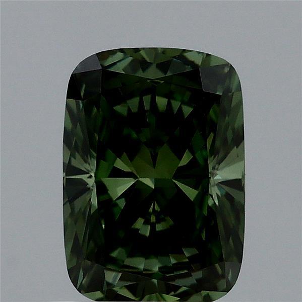 0.99ct Cushion FANCY VIVID GREEN VS1 Lab Created Diamond