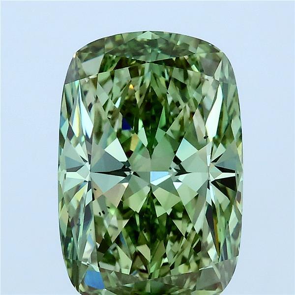 4.03ct Cushion FANCY VIVID GREEN VS1 Lab Created Diamond
